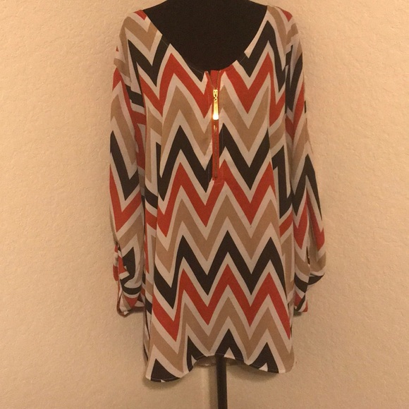Tacera Tops - Chevron hi-lo blouse